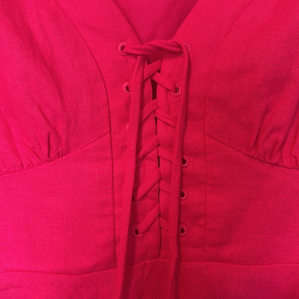 House of Harlow 1960 linen blend blend puff sleeve mini dress - Picture 10 of 11